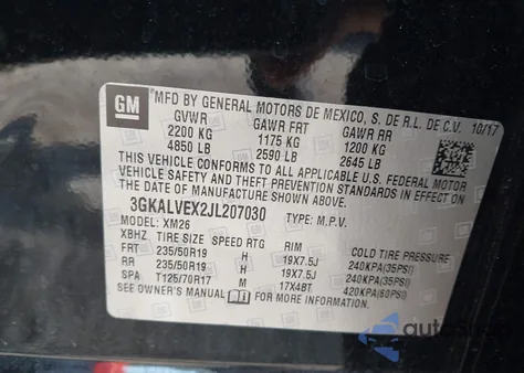 2018 GMC Terrain Slt из США, поврежденный, VIN 3GKALVEX2JL207030